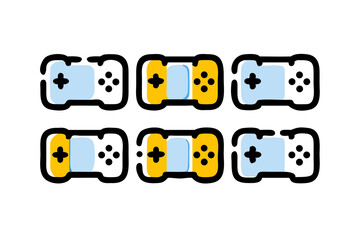Animated Game Controller Icons Six colorful game controller icons sequence showing transition animation game controller video game gaming controller icons animation graphic design illustration flat