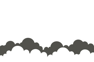 Row of stylized black clouds creates dramatic and mysterious atmosphere against transparent background, perfect for design projects needing touch of intrigue