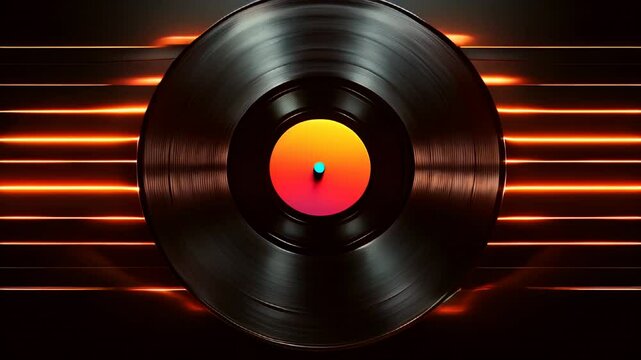 Vinyl record with a red disk