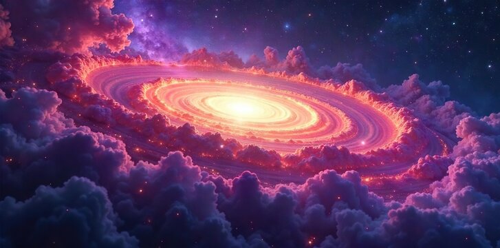 A celestial brushstroke across a canvas of swirling nebulae, depicting divine artistry in the vast cosmos A breathtaking vision of cosmic creation and ethereal beauty , creation, galaxy