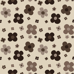 Fototapeta premium Brown flower on beige background, design of flower seamless pattern collection.