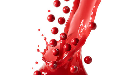 cranberries falling down with cranberry juice PNG. Fresh and organic cranberry juice with cranberry fruit flying isolated. Vegan vegetarian cranberries flying png. cranberry fruit isolated