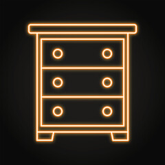 Wooden dresser neon line icon