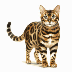 Fototapeta premium Jungle Echoes in Color Cat Bengal isolated watercolor vector illustration svg