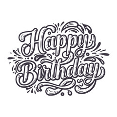 Happy Birthday Lettering Typography For t-shirt, Poster, Sticker, and Card. Vector Illustration