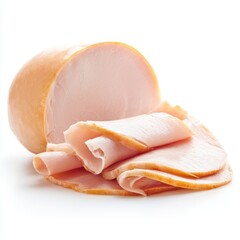 Turkey breast deli meat isolated on clean white background