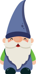 Happy Little Garden Gnome with Blue Hat