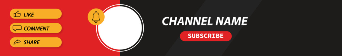 Editable Blank YouTube Banner Template in Black & Red Colors combination