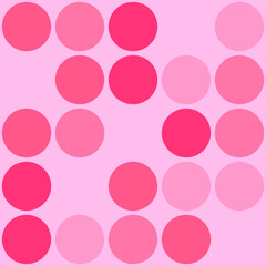 A pattern of circles in various shades of pink arranged on a light pink background, creating a playful and vibrant design.