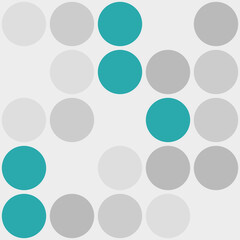 Pattern of circles in teal and shades of gray arranged on a light background, creating a visually striking geometric design.