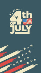 Retro Abstract Patriotic Grunge Distressed 
American Flag Background for 4th of July 
Independence Day logo text banner vertical 
vector illustration. United States of America