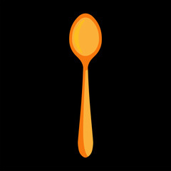 Spoon food icon on black background, simple kitchen utensil illustration, cutlery symbol for restaurant or cooking design