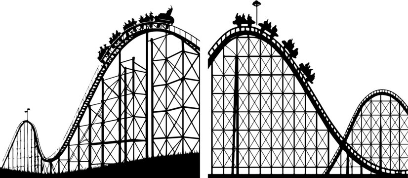 Classic Roller Coaster Silhouette - Thrill Ride Amusement Park