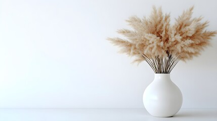 Elegant Pampas Grass in White Vase Minimalist Home Decor