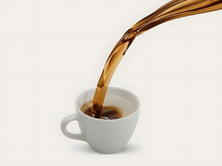 Pouring Perfection: The graceful arc of dark liquid cascades into a pristine cup. Capturing the moment of a perfect pour with elegance and sophistication.