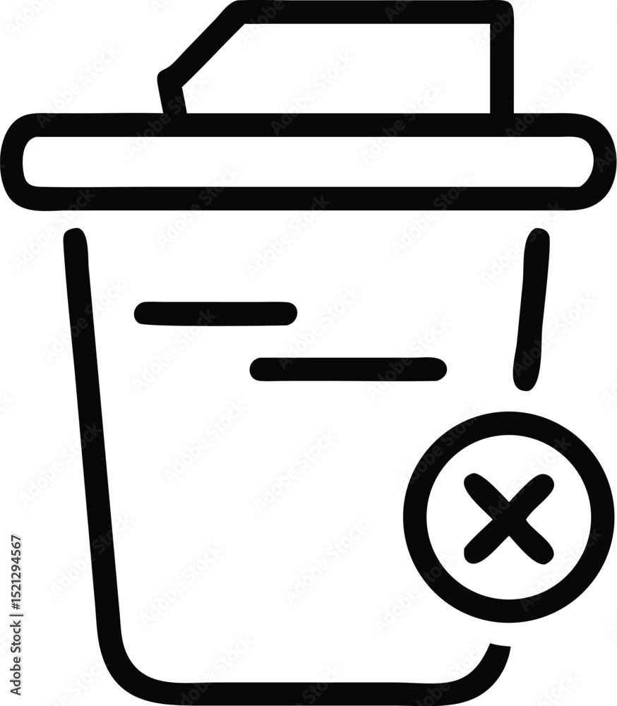 Poster trash delete icon vector design, remove file document, delete data, garbage bin outline symbol