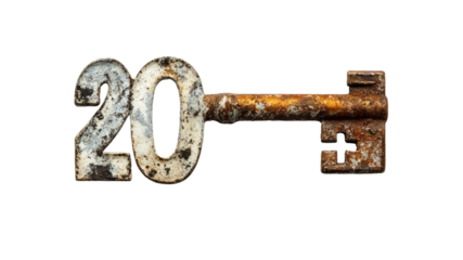 Rusty Key with Number 20 - Symbol of Time, Memory, and the Past