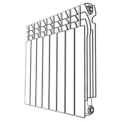 Indoor Air Heating Radiator line-art style illustration of an outdoor HVAC unit, residential and commercial, website ux ix background design