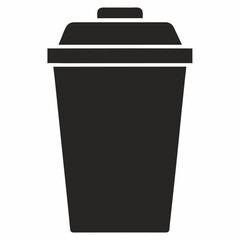 Simple black silhouette icon of a trash can or waste bin