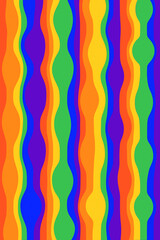 Illustrated rainbow bubbles and line wave seamless pattern on vertical wallpaper background.can be use posters, branding, retro themed visuals, textures, graphic design etc.,