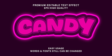 Candy text effect editable pink and soft text style
