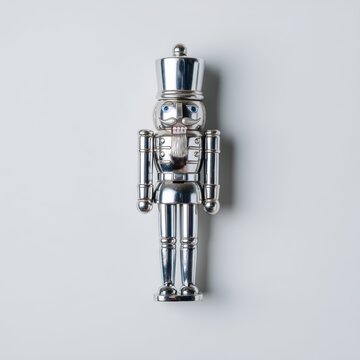 Stainless steel nutcracker isolated on clean white background