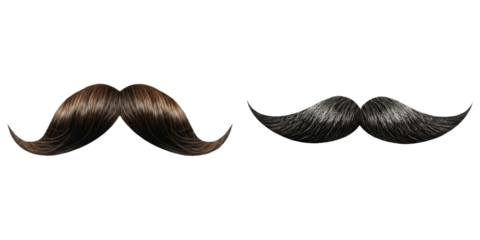 PNG Two distinct moustaches displayed side-by-side on a transparent background.