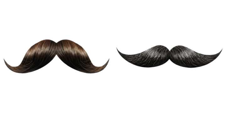 PNG Two distinct moustaches displayed side-by-side on a transparent background.
