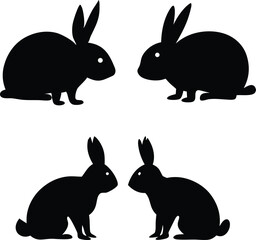 A charming vector set of cute cartoon rabbits and bunnies, perfect for Easter animal illustrations