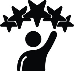  man with star icon. review quality rate icon. Favorite or popular person. Vector illustration
