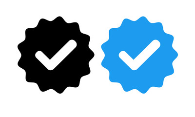 Blue tick check icon transparent png. social media verified badge vector sign
