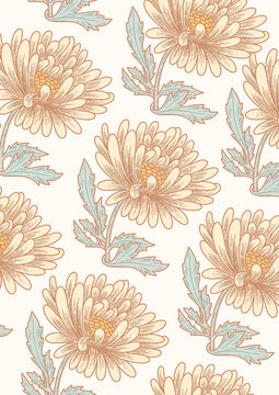 Fototapeta pastel vintage floral pattern