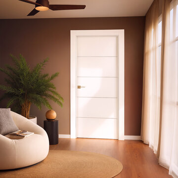 modern living room with door