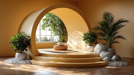 Golden zen garden interior