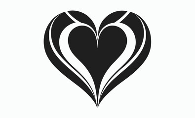 Heart icon,  flat heart vector, black heart symbols, love icon collection, minimal shape illustration
