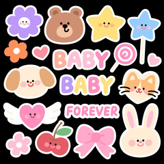 Cute Cartoon Baby - Themed Element Set
