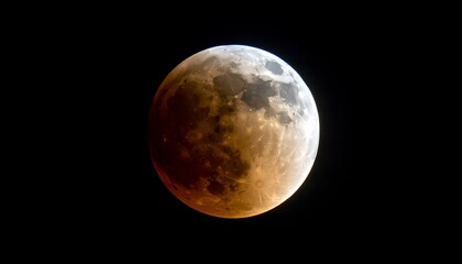 Fototapeta premium A stunning photograph of a lunar eclipse, showcasing the moon's surface with a reddish hue against a dark, starry night sky.