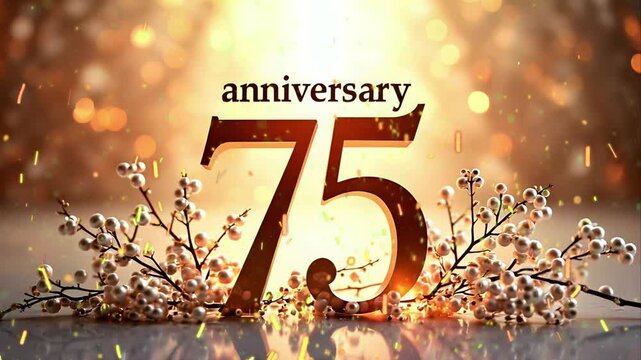 Celebrate a graceful 75 years with this soft golden design adorned with floral accents – ideal for warm, heartfelt anniversary events, invitations, or commemorations.