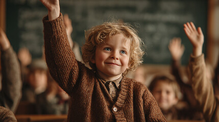 Happy little students raised their hands to ask questions.