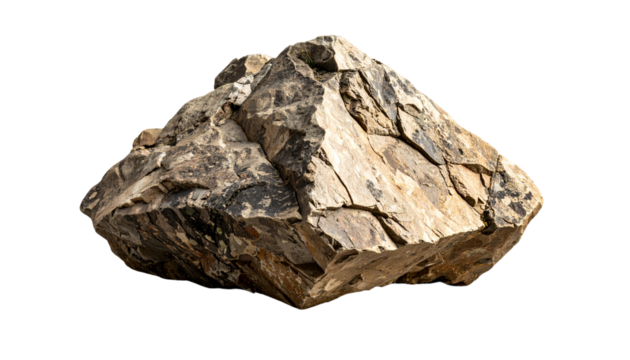 Stone or rock surface with rugged texture and natural color variation, isolated on transparent background.