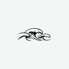 Ocean Wave Silhouette Vector Art – Minimalist Sea Wave Design for Logos, Prints & Coastal Themes