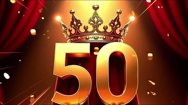 Royal Golden Jubilee Celebration &ndash; 50 Years Anniversary Design with Majestic Crown and Luxurious Gold Tones.