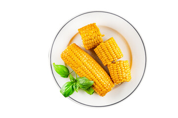 Corn cob food boiled snack vegetable fresh tasty gourmet food background on the table rustic food top view copy space keto and paleo diet vegetarian and vegan food