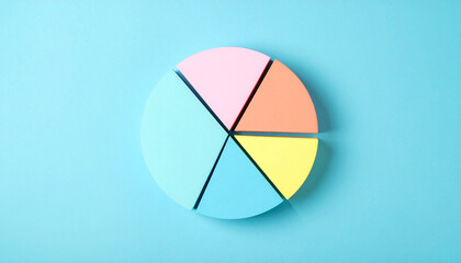 Fototapeta premium Top view pie chart with 5 segments, perfect for visual data representation and infographic use.