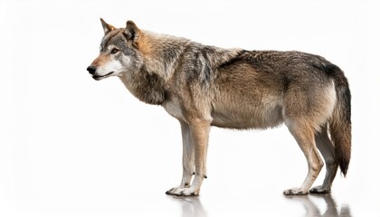 Fototapeta premium gray wolf standing on white background