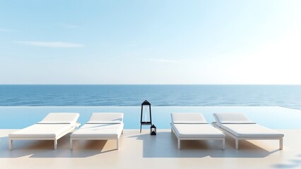 Fototapeta premium Serene Infinity Pool Overlooking the Tranquil Ocean Horizon
