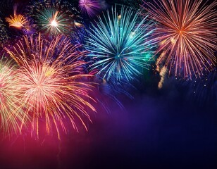 Obraz premium colorful fireworks celebration background with copy space