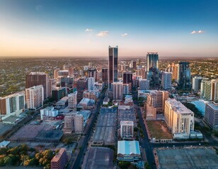 aerial view gaborone daytime cityscape in cbd area business financial district capital city of botswana