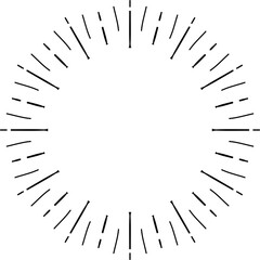 Doodle circle sunburst, sparkle ray set. Hand drawn sketch style. Shine frame symbol for badge. Vector illustration.