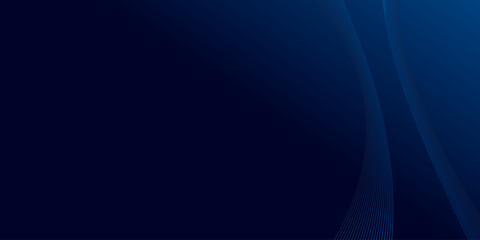 Obraz premium This is a dark blue gradient with abstract, curved lines on the right side, used to provide a modern aesthetic. It fades to a near-black in the left area.
